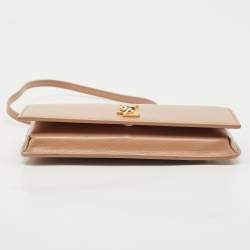 Saint Laurent Beige Leather Cassandre Phone Holder w/Strap