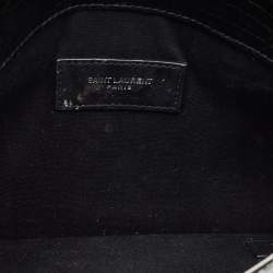 Saint Laurent Black Croc Embossed Leather Uptown Clutch