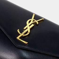 Saint Laurent Paris Black Leather Uptown Clutch