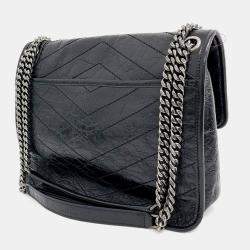 Saint Laurent Paris Black Leather Niki Monogram Shoulder Bag