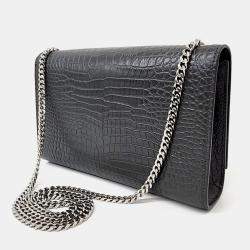 Saint Laurent Paris Black Patent Leather Monogram Kate Chain Shoulder Bag