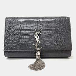 Saint Laurent Paris Black Patent Leather Monogram Kate Chain Shoulder Bag