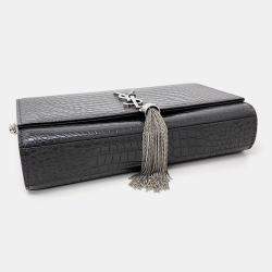 Saint Laurent Paris Black Patent Leather Monogram Kate Chain Shoulder Bag