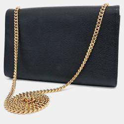 Saint Laurent Paris Black Leather Monogram Chain Shoulder Bag