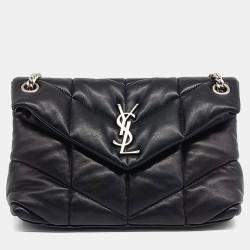 Saint Laurent Paris Black Leather Lulu Puffer Bag Small