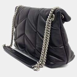 Saint Laurent Paris Black Leather Lulu Puffer Bag Small