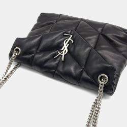 Saint Laurent Paris Black Leather Lulu Puffer Bag Small