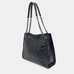 Saint Laurent Paris Black Leather Niki Shopping Bag Medium