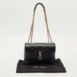 Saint Laurent Black Quilted Leather Small Loulou Shoulder Bag