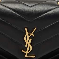 Saint Laurent Black Quilted Leather Small Loulou Shoulder Bag