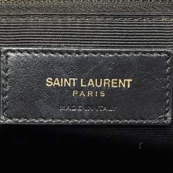 Saint Laurent Black Chevron Leather Cassandre Shopper Tote