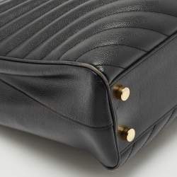 Saint Laurent Black Chevron Leather Cassandre Shopper Tote