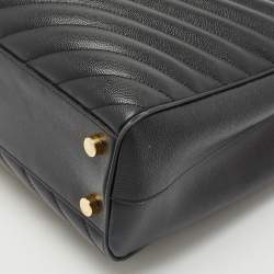 Saint Laurent Black Chevron Leather Cassandre Shopper Tote