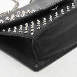 Saint Laurent Black Leather Betty Studded Flap Shoulder Bag