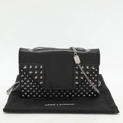 Saint Laurent Black Leather Betty Studded Flap Shoulder Bag