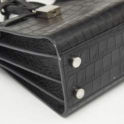 Saint Laurent Black Croc Embossed Leather Nano Classic Sac De Jour Tote