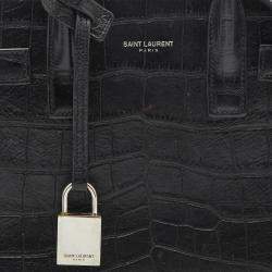 مملوكة مسبقًا حقيبة يد توتس سان لوران نانو كلاسيك ساك دو جور جلد نقشة التمساح أسود