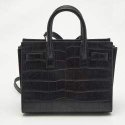 مملوكة مسبقًا حقيبة يد توتس سان لوران نانو كلاسيك ساك دو جور جلد نقشة التمساح أسود