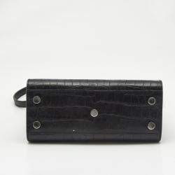 مملوكة مسبقًا حقيبة يد توتس سان لوران نانو كلاسيك ساك دو جور جلد نقشة التمساح أسود