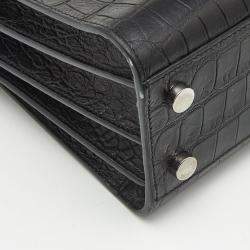 مملوكة مسبقًا حقيبة يد توتس سان لوران نانو كلاسيك ساك دو جور جلد نقشة التمساح أسود