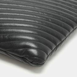 Saint Laurent Black Matelasse Leather Cassandre Wristlet Pouch