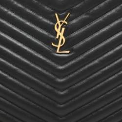 Saint Laurent Black Matelasse Leather Cassandre Wristlet Pouch