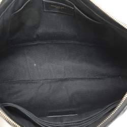 Saint Laurent Black Matelasse Leather Cassandre Wristlet Pouch