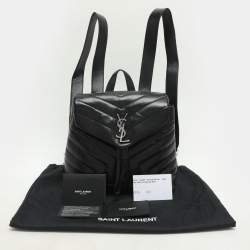 Pre Owned Saint Laurent Black Y Quilted Leather Loulou Backpack