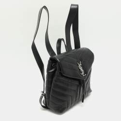 Pre Owned Saint Laurent Black Y Quilted Leather Loulou Backpack