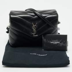 Pre Owned حقيبة كروس سان لوران لولو توي جلد مبطن أسود