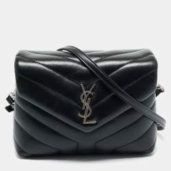 Pre Owned حقيبة كروس سان لوران لولو توي جلد مبطن أسود