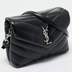 Pre Owned حقيبة كروس سان لوران لولو توي جلد مبطن أسود