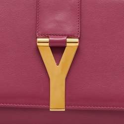 Pre Owned Saint Laurent Pink Leather Y-Ligne Clutch