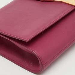 Pre Owned Saint Laurent Pink Leather Y-Ligne Clutch