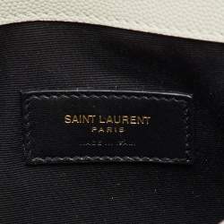 Pre Owned Saint Laurent Cream Leather Uptown Pouch Clutch
