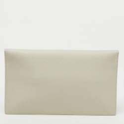 Pre Owned Saint Laurent Cream Leather Uptown Pouch Clutch