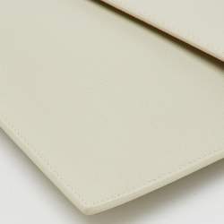 Pre Owned Saint Laurent Cream Leather Uptown Pouch Clutch
