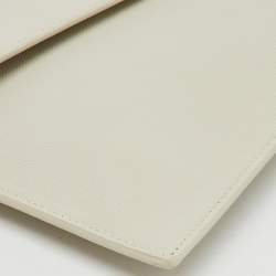 Pre Owned Saint Laurent Cream Leather Uptown Pouch Clutch