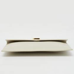 Pre Owned Saint Laurent Cream Leather Uptown Pouch Clutch