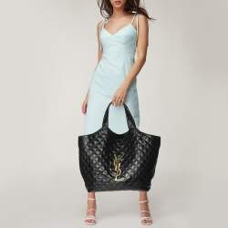 Saint Laurent Black Quilted Leather Maxi Icare Shopping Tote