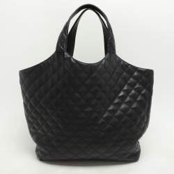 Saint Laurent Black Quilted Leather Maxi Icare Shopping Tote