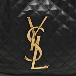 Saint Laurent Black Quilted Leather Maxi Icare Shopping Tote