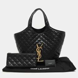 Saint Laurent Black Quilted Leather Maxi Icare Shopping Tote