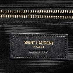 Pre Owned Saint Laurent Blue Matelassé Leather Large Monogram Envelope Shoulder Bag