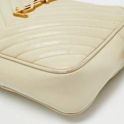 Saint Laurent Ivory White Matelassé Leather Lou Camera Crossbody Bag