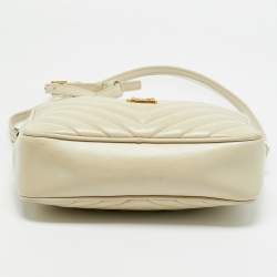 Saint Laurent Ivory White Matelassé Leather Lou Camera Crossbody Bag