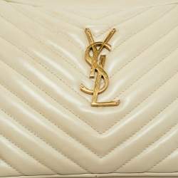 Saint Laurent Ivory White Matelassé Leather Lou Camera Crossbody Bag