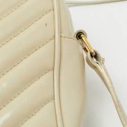 Saint Laurent Ivory White Matelassé Leather Lou Camera Crossbody Bag