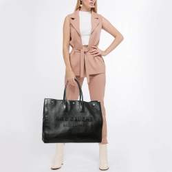 Saint Laurent Black Leather Large Rive Gauche Tote