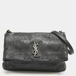 Saint Laurent Black Croc Embossed Leather West Hollywood Shoulder Bag